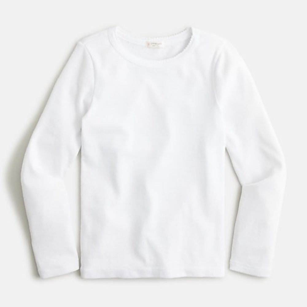 J Crew Item AZ661 Girls' long-sleeve pointelle T-shirt